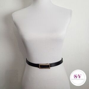 Black Belt With Rectangular Gold Buckle Belt